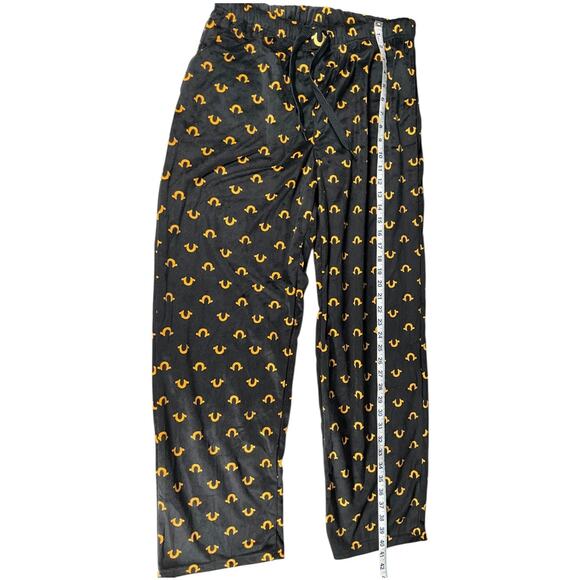 True Religion Men’s Large Lounge Pants Black Logo Print Drawstring Sleep Pants - Picture 7 of 9